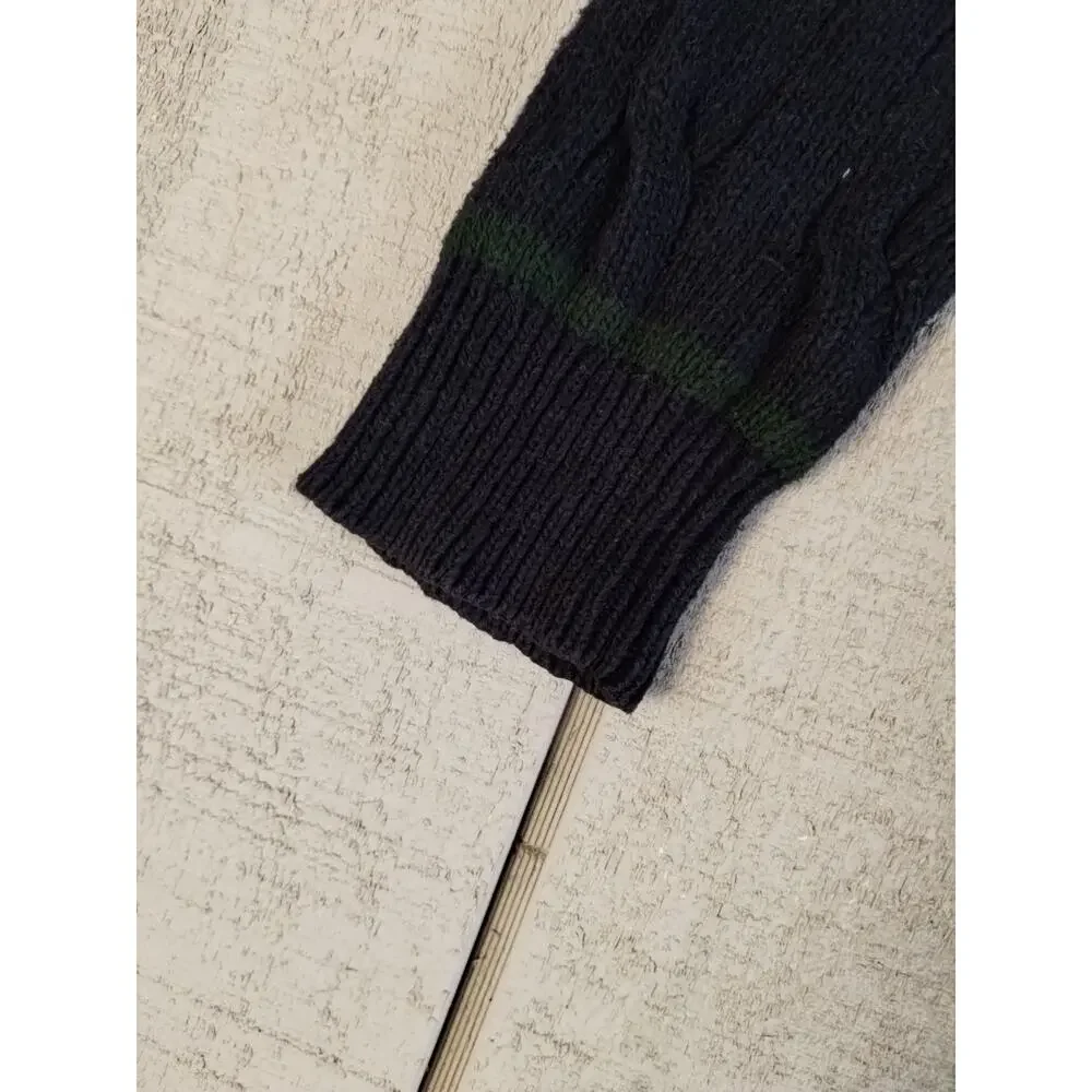 Polo Ralph Lauren St Andrews Rugby Cable Knit Hoodie Striped Sweater Men Size M